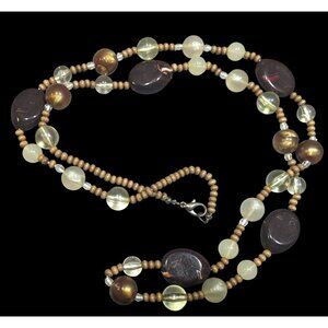 Bohemian Earth Tone Acrylic And Wood Beaded Necklace